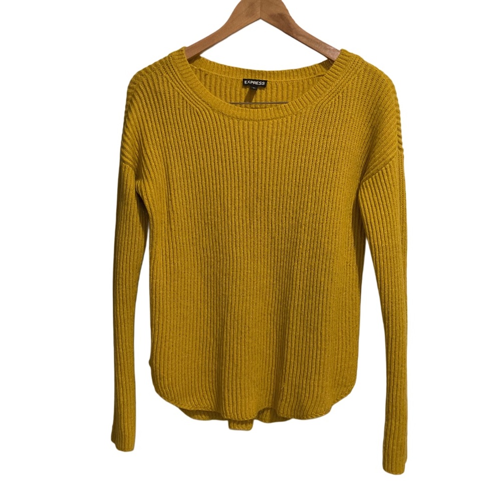 Express‎ Women’s Ribbed Knit Sweater size S Mustard Yellow